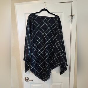 Authentic Wool Scottish Tartan Poncho With Fringe